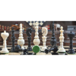 The Rustic Series Camel Bone Chess Set in Stained  Dyed Jet Black & Bleached White - 4.5"