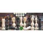 The Majestic Series Camel Bone Chess Set in Stained  Dyed Jet Black & Bleached White - 5.1"