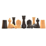 The Australian War Memorial Reproduced Chess Set by ACF in Ebonized & Natural Boxwood w/ King Base Stamping - 3.5" King