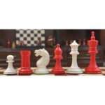 Reproduced Ferocious Knights 1890's Russian Tournament Chess Set in Lacquer Finished Painted Crimson & Ivory White - 4.33” King