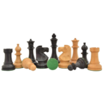 Reproduced 1941 Liberty Chess Set by W.T. Pinney No. 101 Small Club Size in Ebonized Boxwood & Natural Boxwood - 4.01" King