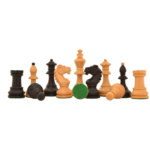 Reproduced 1961 Soviet Championship Series Chess Set in Ebony Wood & Box Wood - 4.2” King