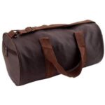 BROWN LEATHER STYLISH GYM BAG